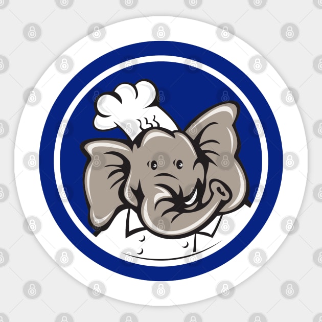 Blue elephant head wearing chef hat Sticker by nsmar4211